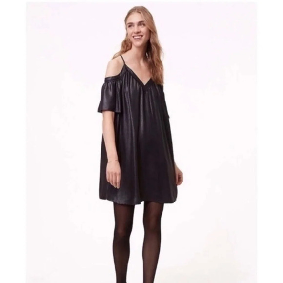 Loft • NWT Black Shimmer Cold Shoulder Dress - Picture 1 of 3